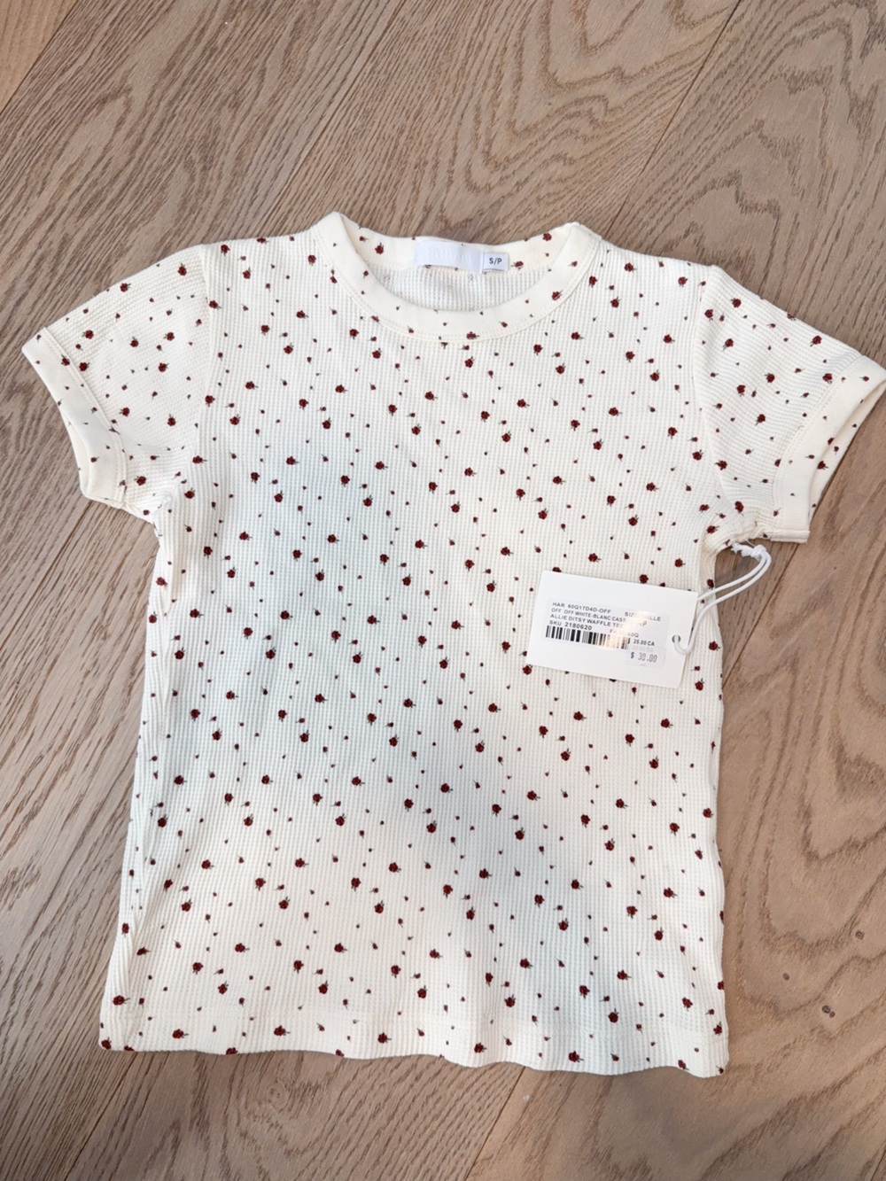 NWT Harlow off white black waffle tee S
